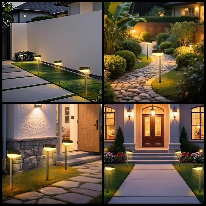 6 Pack Solar Pathway Lights Outdoor, Bright LED Solar Landscape Lights, Waterproof Solar Garden Lights for Yard, Patio, Walkway, Lawn, Driveway(Warm White, 6 Pack)