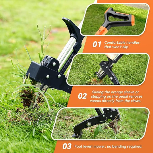 Fulljion Weed Puller Tool,Detachable Stand Up Weed Puller with Long Handle,3-Claw Steel Head Weeder Tool,No Bending/Kneeling for Lawn, Yard & Garden Tool,Easily Remove Weeds