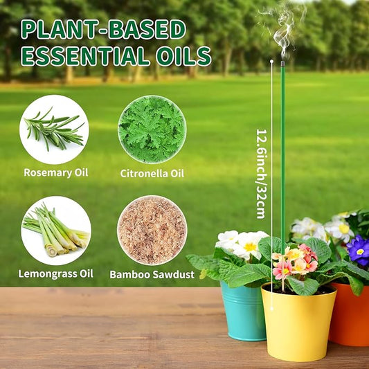Mosquito Repellent Outdoor Patio Incense Sticks – Plant-Based Citronella Sticks for Backyard, Camping, Travel, Indoor & Outdoor Patio Use (60 Count)