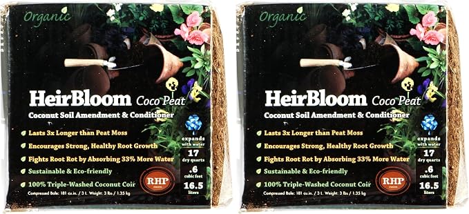 SuperMoss (01510 HeirBloom Coco Peat Soil, Mini Bale (0.6 ft3) (Pack of 2)