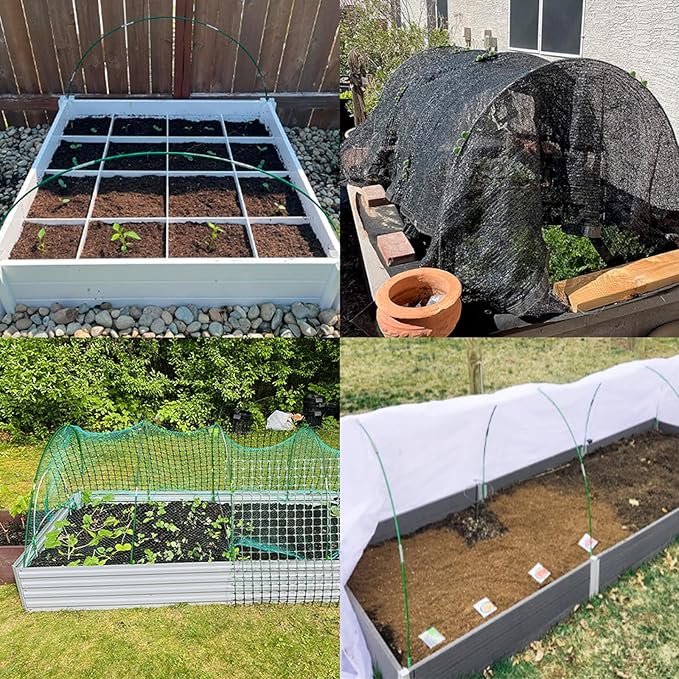 MAXPACE Greenhouse Hoops Kit, DIY 8ft Grow Tunnel, Fits Raised Garden Beds 2.7ft Wide & Up, 25 Pcs Rust-Proof Fiberglass Frame Support Rods for Row Cover, Shade Cloth, Frost Netting & Plant Stakes