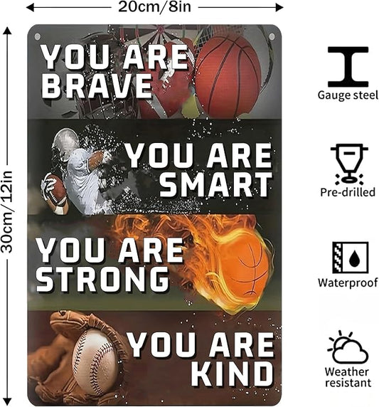 Tin Sign Room Accessories for Teen Boys-Sport Room Decor for Boys,Motivational Wall Decor Sign for Boys Bedroom Gifts 8x12inch