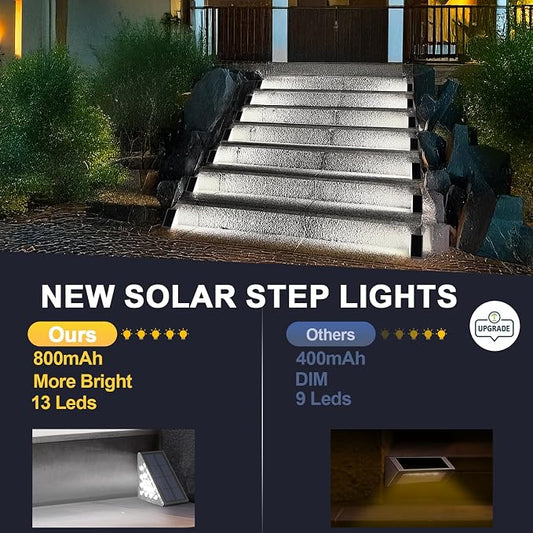 AUDLES LED Solar Step Lights Waterproof Outdoor Stair Lights, Solar Deck Lights Outdoor Decor IP67 Solar Lights for Yard, Patio, Garden, Walkways, Front Door, Pathway, Driveway (8)