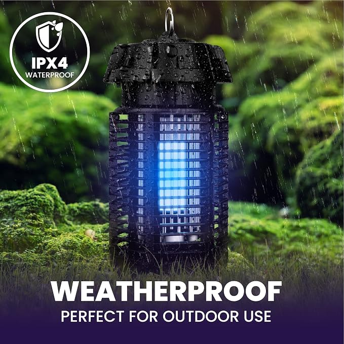 LiBa Bug Zapper Outdoor 4000V 20W, IPX4 Waterproof Insect Killer for Yard | 4000V grid, 20W brightness, IPX4 waterproof, switch control, outdoor bug zapper for backyard patio
