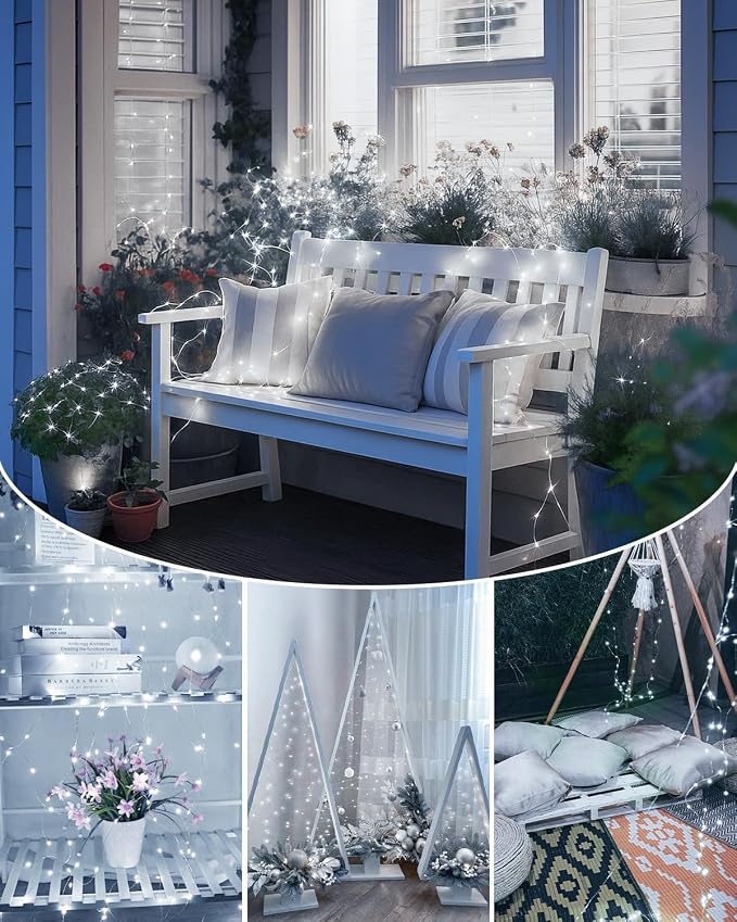 2 Pack 60 LED Fairy Lights Battery Operated with Timer, 20FT Waterproof String Lights Indoor Outdoor, Cuttable Battery Light for Home Bedroom Wedding DIY Centerpiece Christmas Decorations (Cool White)