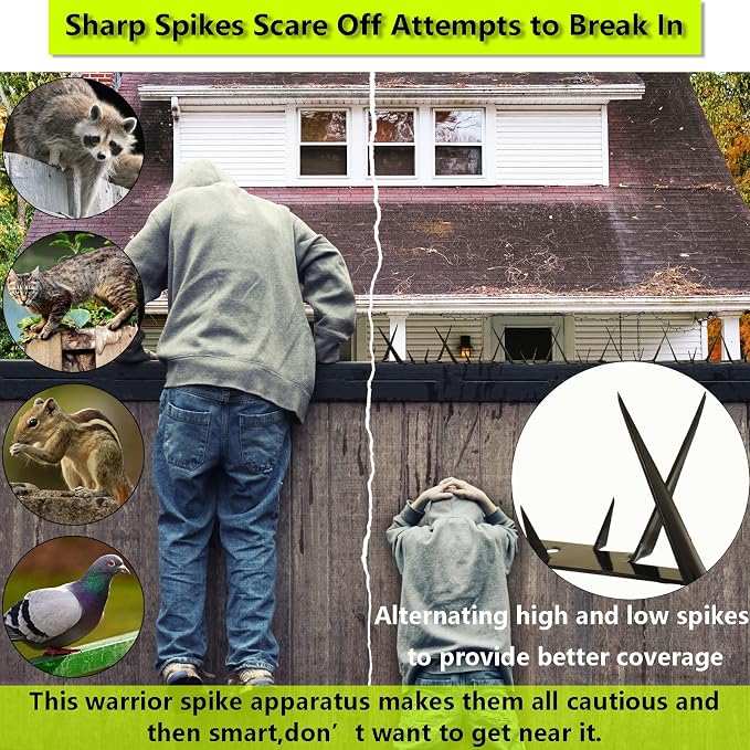 Metal Anti Climb Spikes for Fences and Walls, Effectively Avoided Invaders Climbing Attempts.(Size 60 inches)
