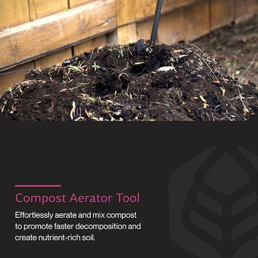 Yard Butler ICA-36 Compost Aerator - Lawn Care Tool for Aerating - Long-Handled - Power-Coated Steel Construction - Comfortable Cushioned Handles Garden Tool - Easy to Use