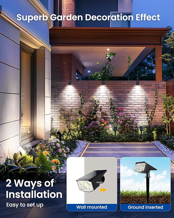 SOLPEX Solar Spot Lights Outdoor Waterproof IP65, Landscape Spotlights Outdoor, Compact Design Spot Lights, Solar Powered Flood Lights for Garden Yard House Pathway Tree Outside, 12 Pack, Cool White