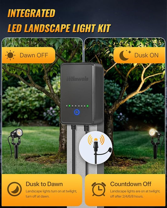 All-in-One LED Low Voltage Landscape Lighting Kit, 12-Pack Landscape Lights with Transformer, 100FT Wire and Connectors, 3000K Waterproof Outdoor Spotlights for Yard Garden Tree House W02LK06