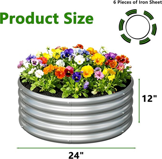 2Pack 2x2x1ft Galvanized Raised Garden Bed, Planter Raised Garden Beds Outdoor, Round Clearance Raised Garden Beds for Gardening Vegetables……