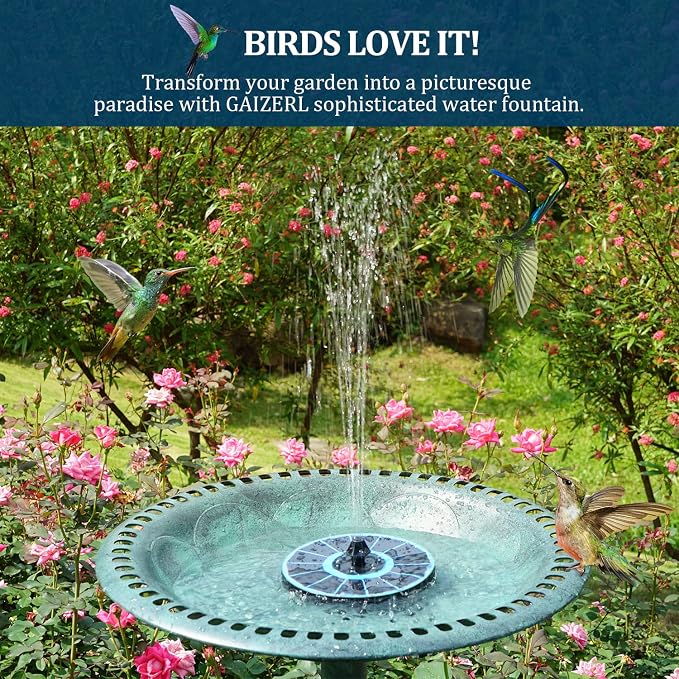 Solar Fountain New, 3.5W Solar Bird Bath Fountains with Glass Panel, 2200 Battery, Hummingbird Water Features with Color LED Lights, 8 Spray Modes & 4 Fixed Pipes for Garden, Pool, Pond