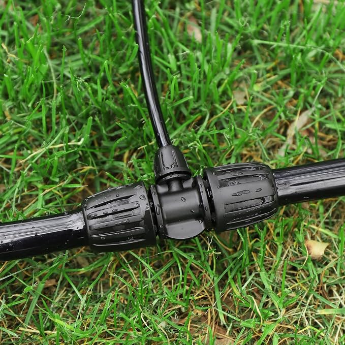 Locked Barbed Tee Connectors,1/2 Inch to 1/4 Inch Irrigation Tubing Fittings Kit for (1/2'' ID x 0.60''-0.63'' OD) 16mm Drip Tubing (20 Pcs Barbed Tee 3-Way)