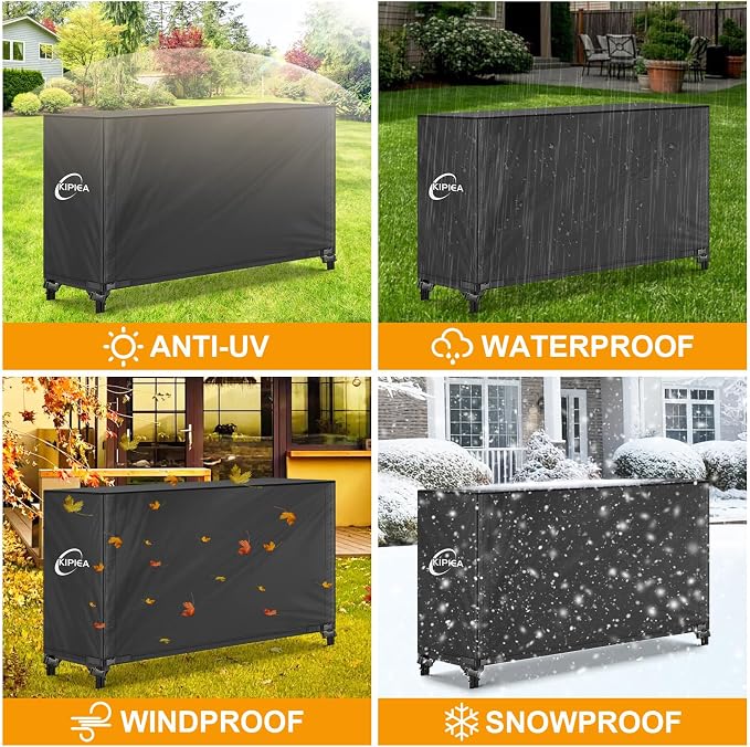 Kipiea 6FT Waterproof Firewood Storage Log Rack Cover, Heavy Duty 600D Outdoor Wood Storage Rack Cover with Buckles and Full-Length Hook & Loop Fastener, Tear-Resistant