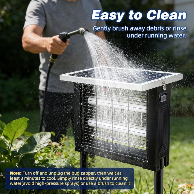 Solar Bug Zapper Outdoor for 2000 sq.ft with 13FT Extension Cord | Outdoor Portable Solar Mosquito Zapper, Rechargeable Solar Bug Zapper with High Powered for Patio Garden Backyard RV Camping