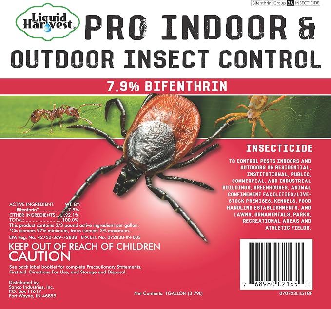 7.9% Bifenthrin Insecticide - Gallon - (Compare to Leading Brands) – Professional Insect Control - Kills on Contact - Fire Ants, Ticks & More