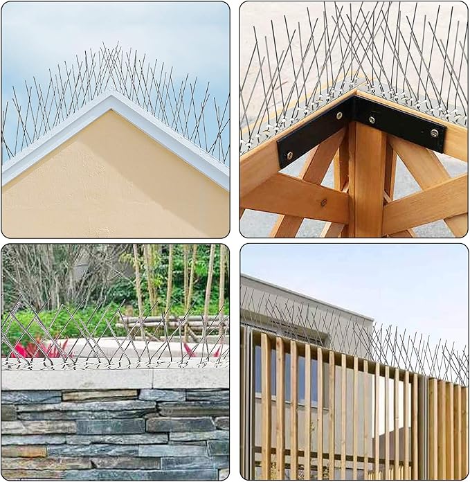 QIEGL Bird Spikes for Pigeons 304 Stainless Steel Cover 25 Feet (23 Pack Uninstalled)