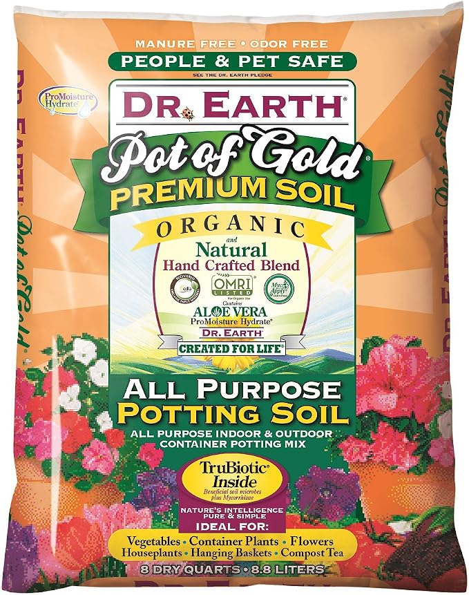 Dr. Earth Gold Premium Potting Soil, 8 Quart, Natural