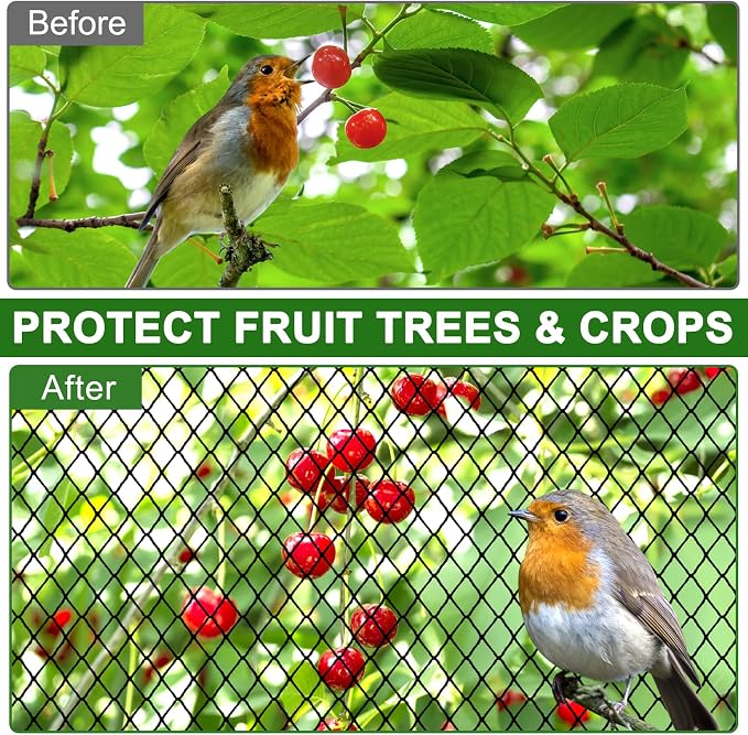 Heavy Duty Nylon Garden Mesh Netting - 25' x 25' Poultry Netting with 2.4' Square Mesh for Chicken Coop, Garden Protection, Fruit Tree Against Aviary, Deer, Squirrel