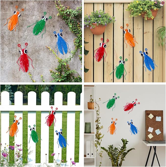 BEIGYFRYFIRE Metal Wall Decor,3D Outdoor Garden Fence Art,Hanging Decoration for Garden Yard Patio Living Room Bedroom Outer Door (4 Pack)