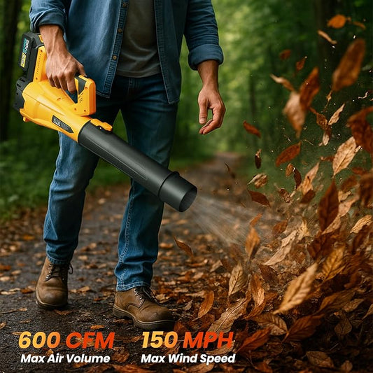 Cordless Leaf Blower with 6 Adjustable Wind Speed, Powerful Electric Leaf Blowers with 2 4.0Ah Battery and Charger, Lightweight Handheld Leaf Cleaner for Lawn Care, Patio, Leaves Dust Cleaning