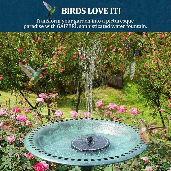 Solar Fountain New, 3.5W Solar Bird Bath Fountains with Glass Panel, 2200 Battery, Hummingbird Water Features with Color LED Lights, 8 Spray Modes & 4 Fixed Pipes for Garden, Pool, Pond