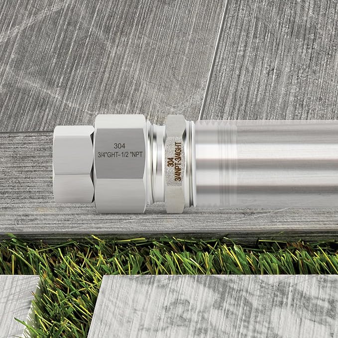 TAISHER 2PCS 304 Stainless Steel Garden Hose Adapter, 3/4" GHT Female x 1/2" NPT Female Swivel Garden Hose Connector with Washers