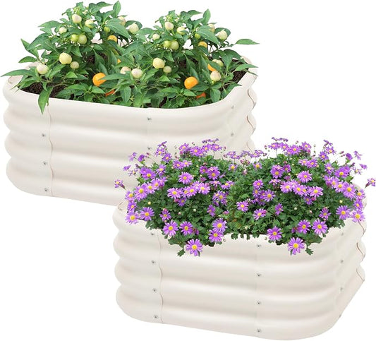2-Pack 2x1ft Galvanized Raised Garden Bed, Outdoor Planter Bed, Metal Planter Box for Gardening and Planting