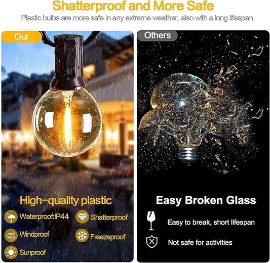Svater Outdoor String Lights 300 FT, Patio Lights Outside with 156 G40 Shatterproof LED Bulbs, Waterproof Hanging Globe Lighting for Bistro Backyard Cafe Market, Warm White 2700K(3 x 100 FT)