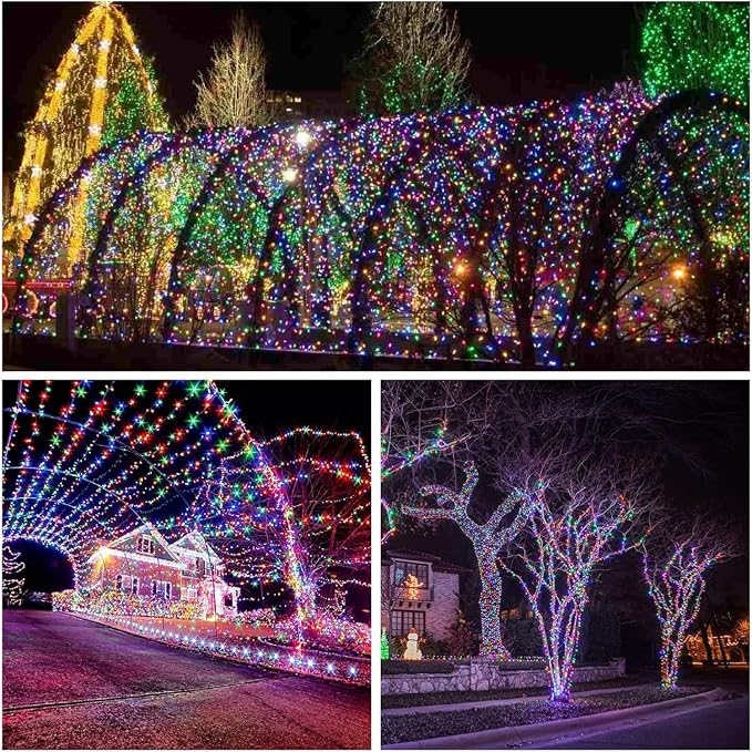 Extra-Long Solar String Lights for Outside, 4 Pack 400LED Solar Fairy Lights Outdoor Waterproof, Copper Wire with 8 Modes Solar Twinkle Lights for Tree Garden Party Patio Xmas Decor (Multicolor)