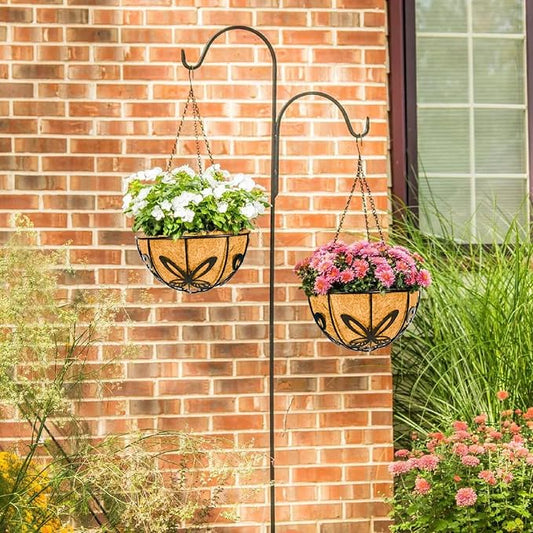 Kingbuy Metal Hanging Planter Basket with Coconut Fiber Liner Chain Wire Plant Holder 10 Inch Flower Pot for Indoor Outdoor Decor, Butterfly Pattern, 2 Pack