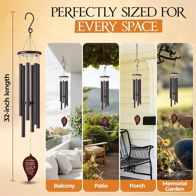 32 Inch Memorial Wind Chimes Outdoor, Sympathy Gifts for Loss of Loved One, Memorial Gifts for Loss of Mom, Sympathy Wind Chimes for Mother, Father, Brother, Sister