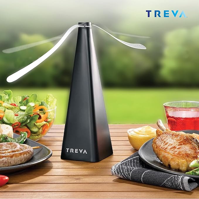 Treva Bug Fan Fly Deterrent with Holographic Blades to Clear Bugs, Mosquitoes, and Flies, Battery Powered Fly Fan 2 Pack | Yes