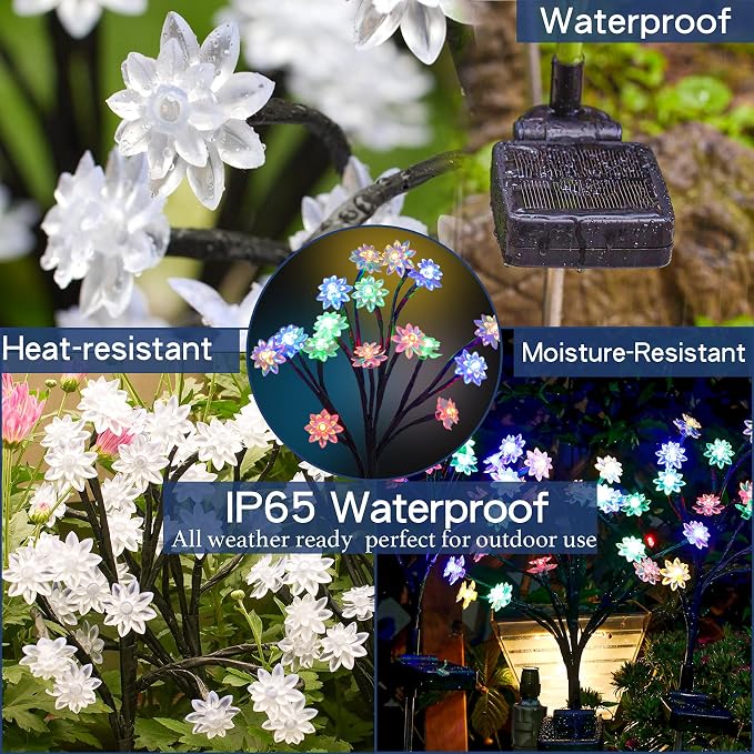 TONULAX Solar Garden Lights - Upgraded Landscape Tree Lights with Larger Solar Capacity, Decorative Light Outdoor for Pathway, Patio, Front Yard Decoration(4 Pack)