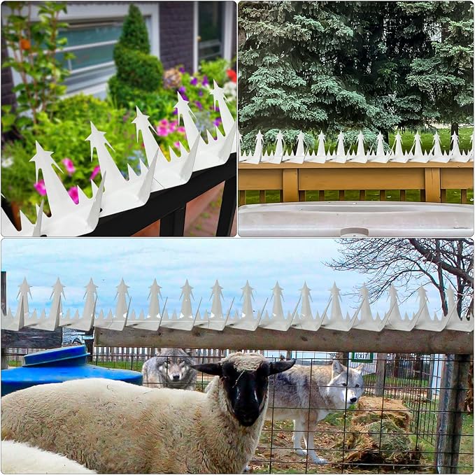 Heavy Duty Metal Fence Spikes-Anti Climb Security Spikes for Fence and Wall-Intruder and Animal Deterrent (White, 74 inches)