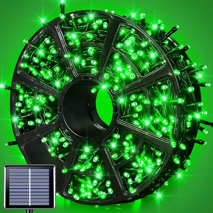JMEXSUSS 600 LED Solar Halloween Lights, 206.7ft Solar String Lights, Green | Halloween Lights Outdoor Waterproof, 8 Modes Solar Christmas Lights for Outside Yard Patio Tree Christmas Halloween Decor