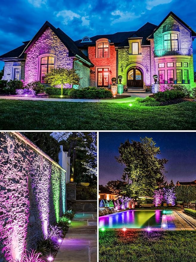 ZUCKEO Low Voltage Landscape Lighting RGB Well Lights Landscape LED In Ground Light, Outdoor Color Changing Landscape Lights, 12-24V Accent Spotlight for Yard Garden Pathway (20Pack with Connectors)