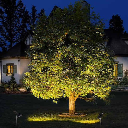ROSHWEY Solar Spot Lights Outdoor Spotlight 18 LED Waterproof Landscape Spotlight for Garden Lawn Backyard Patio Porch Wall Deck Garage (WarmWhite- 2 Pack)