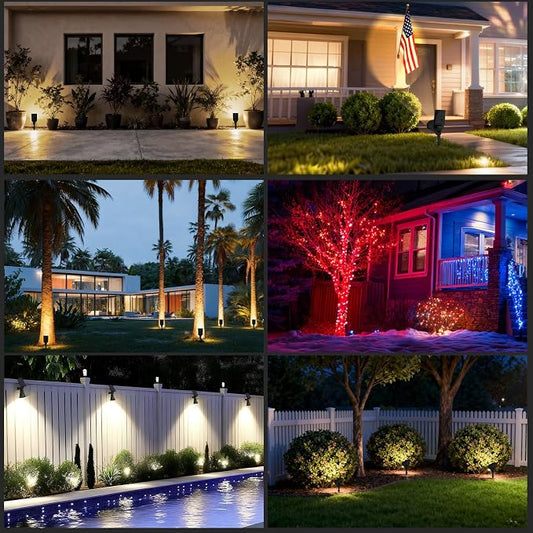 T-SUN Solar Spotlights Outdoor, IP65 Waterproof Dusk to Dawn Solar Lights, Adjustable Solar Lights for Tree, Patio, Yard, Garden, Driveway, Pool Area (Natural White-2Pack)
