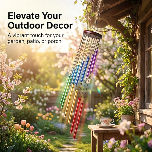 HOMEXUP Outdoor Colorful Wind Chimes for Outside with 12 Aluminum Tubes for Garden Patio Balcony and Home Decor(Color)