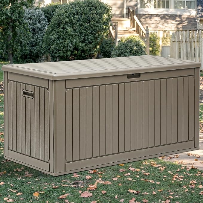 YITAHOME 320 Gallon Double-Wall Deck Box with Divider & Side Handles | Outdoor Large Storage for Patio Furniture Cushions, Garden Pool Accessories, Water Resistant & Lockable