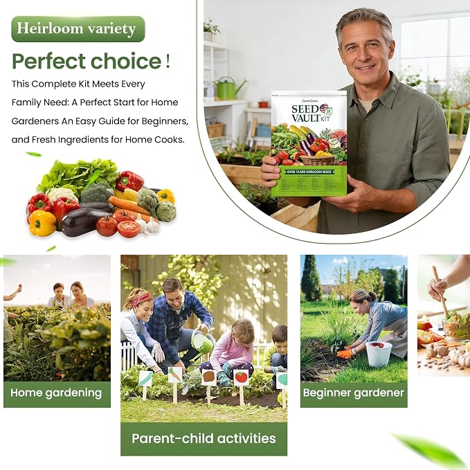 36 Vegetable Variety Pack - 17,600+ Non-GMO Heirloom Seeds for Planting Vegetables and Herbs, 36 Individually Packed Seed Packets for Indoor, Outdoor, Greenhouse & Hydroponic Gardening