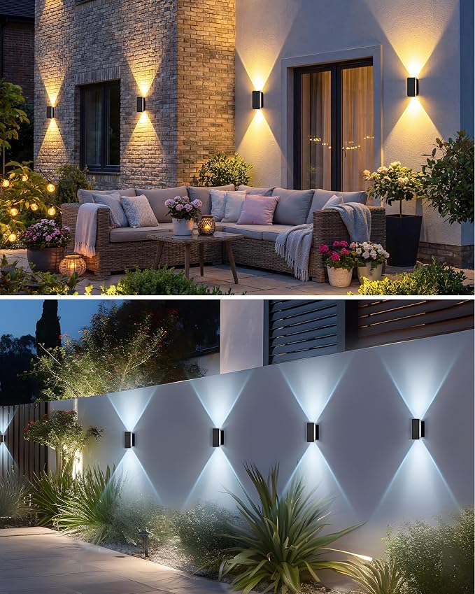 vighep Solar Fence Lights Outdoor 8 Pack, 5CCT(3000K-6000K) Up and Down Solar Wall Lights, IP65 Waterproof Dusk to Dawn Fence Lights Solar Powered for Patio, Porch, Backyard, Garage, Wall Decor