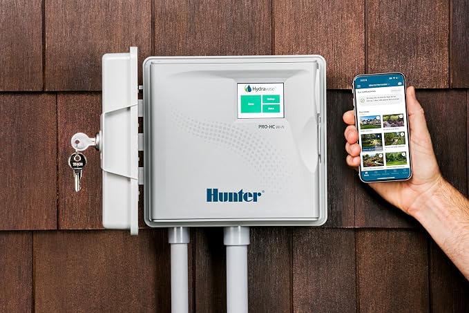 Hunter PRO-HC WiFi Sprinkler Controller, 6-Zone Smart Irrigation Timer | Indoor/Outdoor 6-station smart irrigation controller with Hydrawise app control, touchscreen, and weather-based scheduling