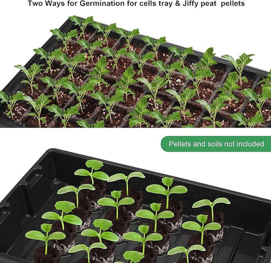 MIXC Seedling Trays Seed Starter Tray, 10-Pack Mini Propagator Plant Grow Kit Greenhouse with Humidity Vented Domes and Base for Seeds' Starting (40 Cells Per Tray, Total 400 Cells), Black