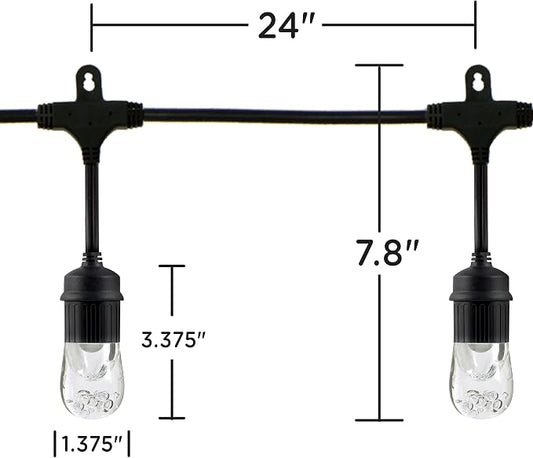 Enbrighten Classic Warm White String Lights, 36ft Black Cord, 18 Shatterproof Acrylic Bulbs, Weatherproof, Outdoor String Lights, 33171