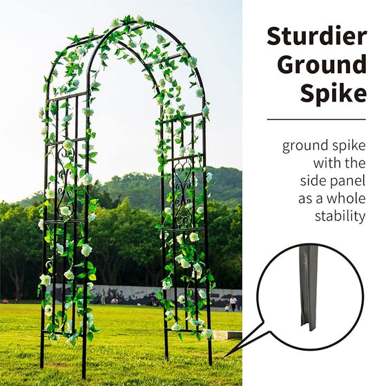 Metal Pergola Arbor, 100" H x 45" W Garden Arch Archway for Wedding Ceremony Party Curved Iron Plants Trellis Stand Use for Outdoor Garden Climbing Plants