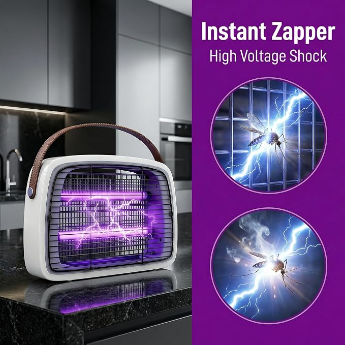 LED Bug Zapper, 12 LED Tube Up to 6 Years, Electric Mosquito Zapper, 11V-240V Fly Trap Widely Applicable.