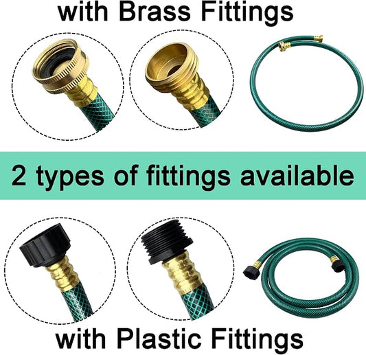 Darnassus PVC Garden Hose 1/2 Inch, 1 FT Flexible Water Hose Green with Male and Female Plastic Fittings - No Leaking and Lightweight for Household Outdoors Lawns Patio