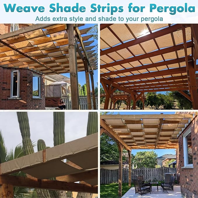 Shade&Beyond Customized Size Shade Strip for Pergola, Sun Shade Sail 95% UV Protection Shade Cover Replacement Fabric for Outdoor Gazebo Patio Deck Yard