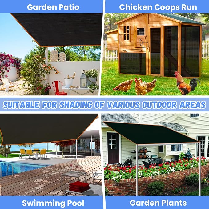 Riare 90% Black Shade Cloth- 6.5 x 13 FT Sunblock Garden Shade Cloth, Sun Shade Mesh Tarp with Reinforced Grommets for Greenhouse, Garden, Patio, Backyard, Plants, Pergola, Chicken Coop